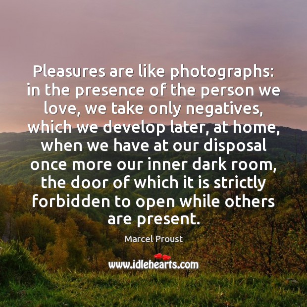 Pleasures are like photographs: in the presence of the person we love, Image