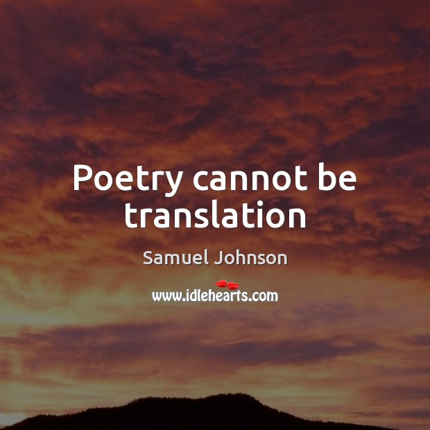 Poetry cannot be translation Image
