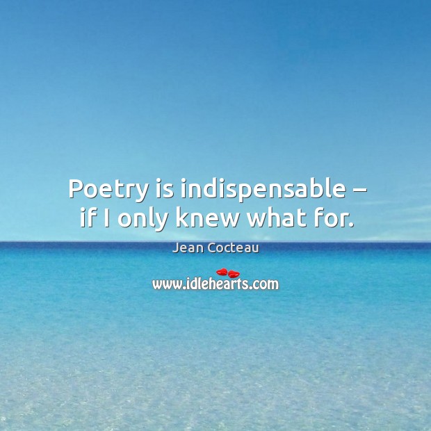 Poetry is indispensable – if I only knew what for. Image