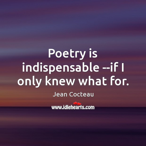 Poetry is indispensable –if I only knew what for. Image