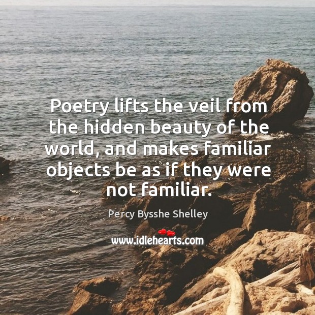 Poetry lifts the veil from the hidden beauty of the world, and makes familiar objects be as if they were not familiar. 