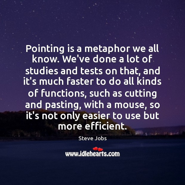 Pointing is a metaphor we all know. We’ve done a lot of Steve Jobs Picture Quote