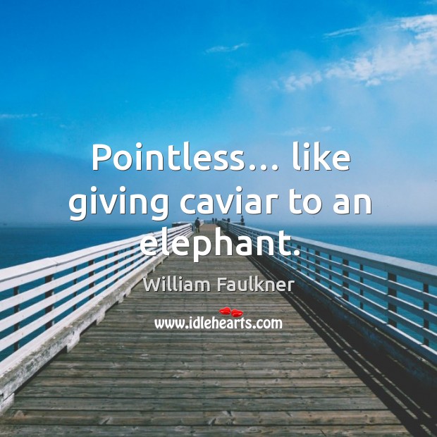 Pointless… like giving caviar to an elephant. Image