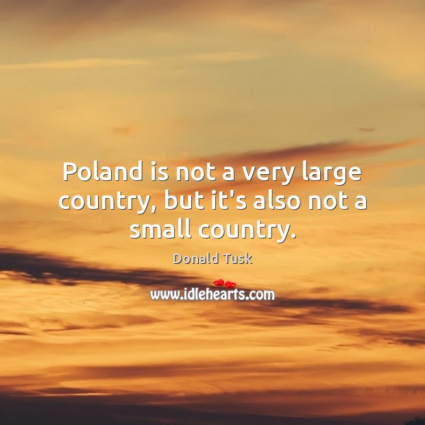 Poland is not a very large country, but it’s also not a small country. Donald Tusk Picture Quote