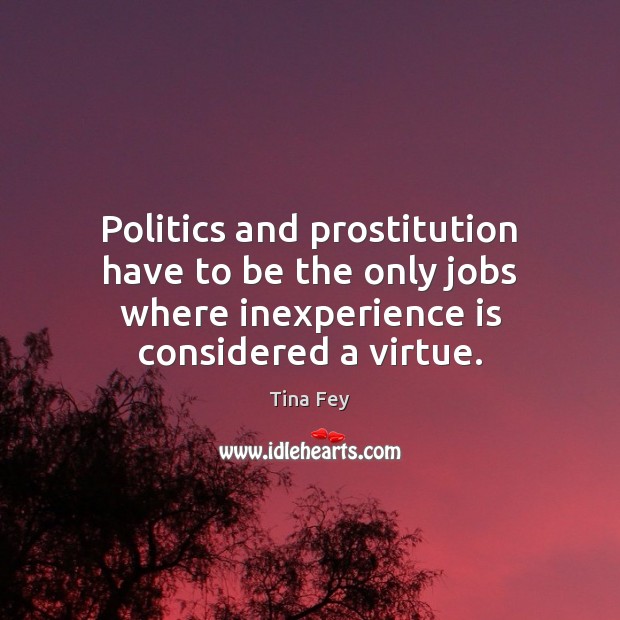 Politics and prostitution have to be the only jobs where inexperience is Image