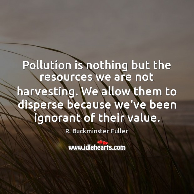 Pollution is nothing but the resources we are not harvesting. We allow Image