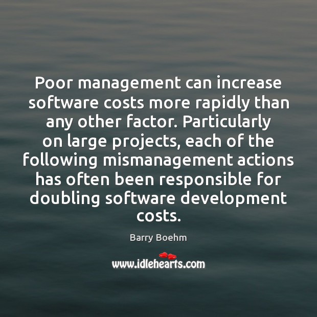 Poor management can increase software costs more rapidly than any other factor. Barry Boehm Picture Quote
