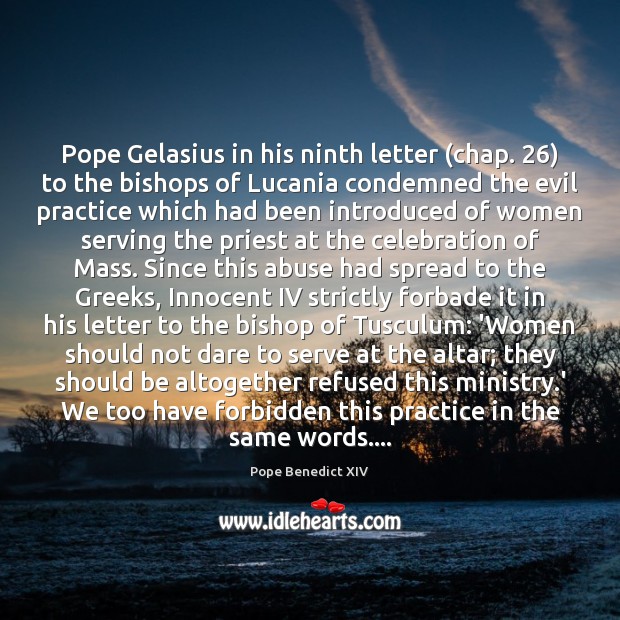 Pope Gelasius in his ninth letter (chap. 26) to the bishops of Lucania Image