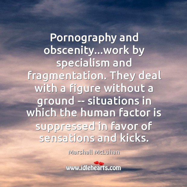Pornography and obscenity…work by specialism and fragmentation. They deal with a Image
