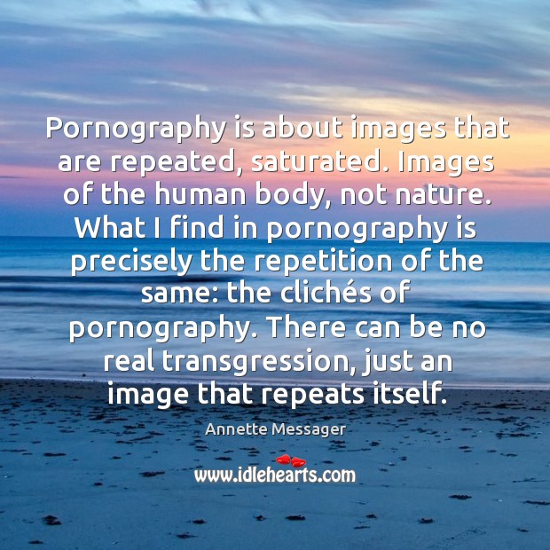 Pornography is about images that are repeated, saturated. Images of the human Image