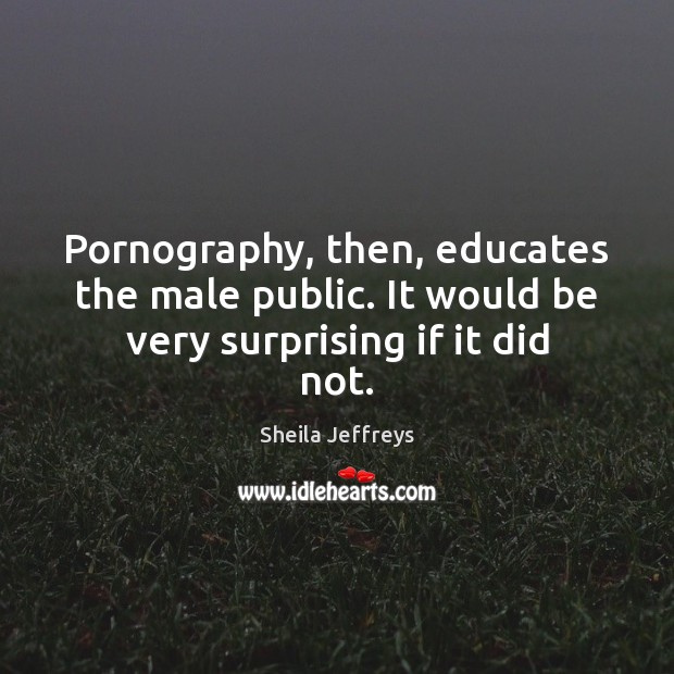 Pornography, then, educates the male public. It would be very surprising if it did not. Sheila Jeffreys Picture Quote