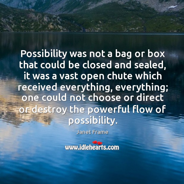 Possibility was not a bag or box that could be closed and Janet Frame Picture Quote
