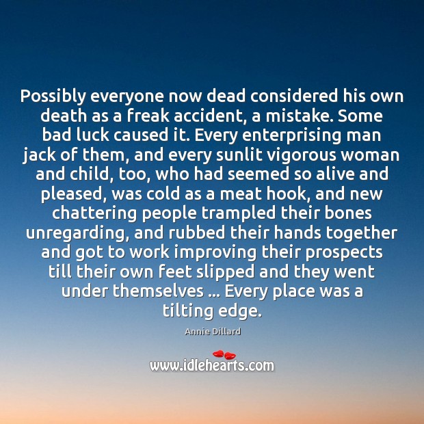 Possibly everyone now dead considered his own death as a freak accident, Annie Dillard Picture Quote