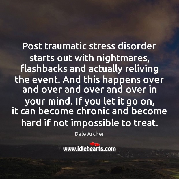 Post traumatic stress disorder starts out with nightmares, flashbacks and actually reliving Image
