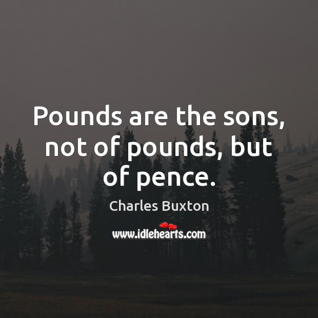 Pounds are the sons, not of pounds, but of pence. Charles Buxton Picture Quote