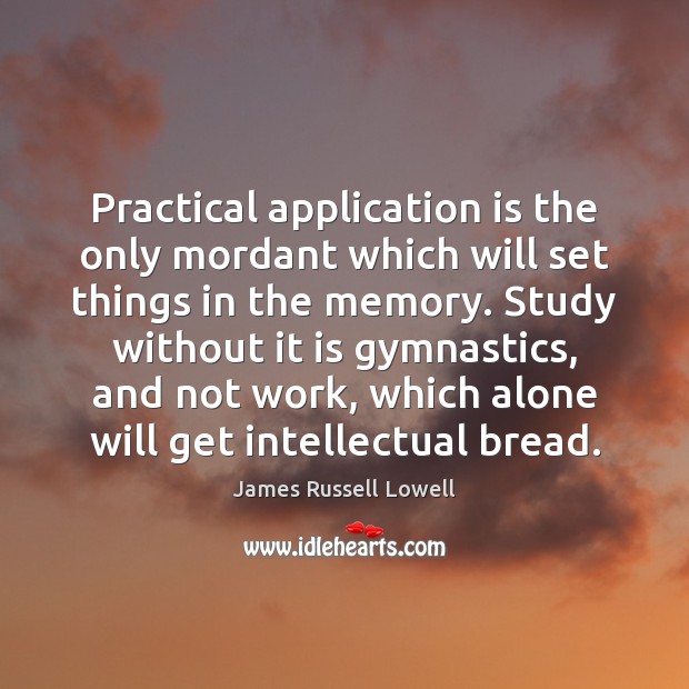 Practical application is the only mordant which will set things in the Image