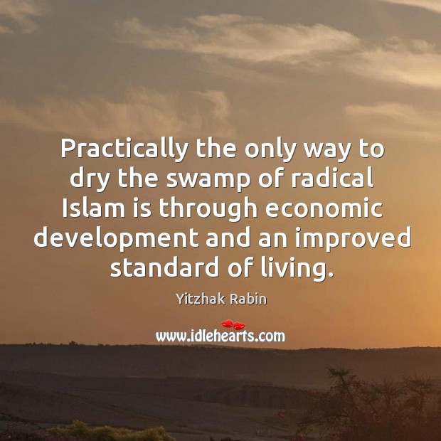 Practically the only way to dry the swamp of radical Islam is through economic development Yitzhak Rabin Picture Quote