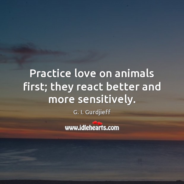 Practice love on animals first; they react better and more sensitively. G. I. Gurdjieff Picture Quote