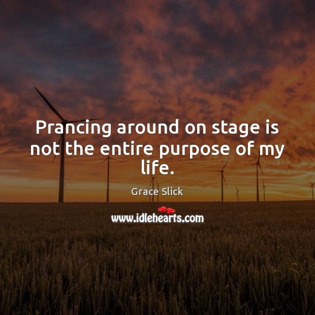 Prancing around on stage is not the entire purpose of my life. Image