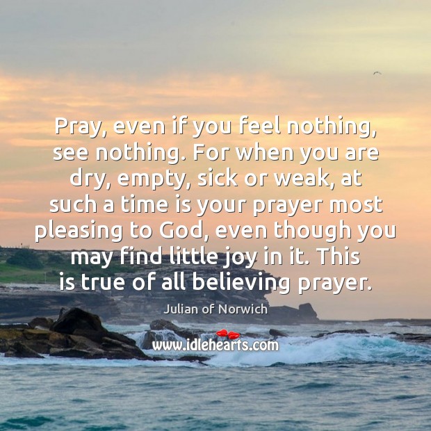 Pray, even if you feel nothing, see nothing. For when you are Julian of Norwich Picture Quote