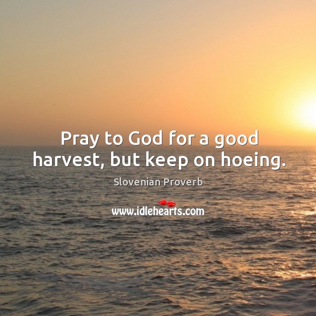 Pray to God for a good harvest, but keep on hoeing. Slovenian Proverbs Image