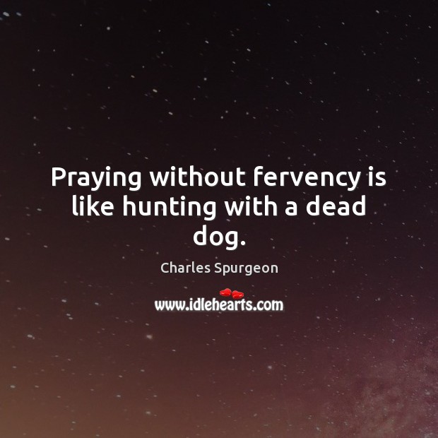 Praying without fervency is like hunting with a dead dog. Charles Spurgeon Picture Quote