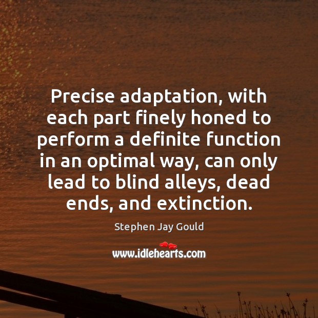 Precise adaptation, with each part finely honed to perform a definite function Stephen Jay Gould Picture Quote