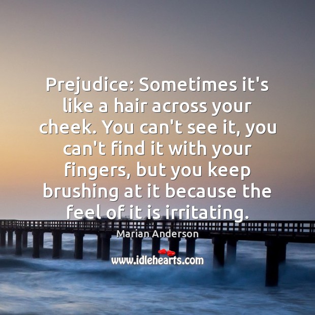 Prejudice: Sometimes it’s like a hair across your cheek. You can’t see Marian Anderson Picture Quote