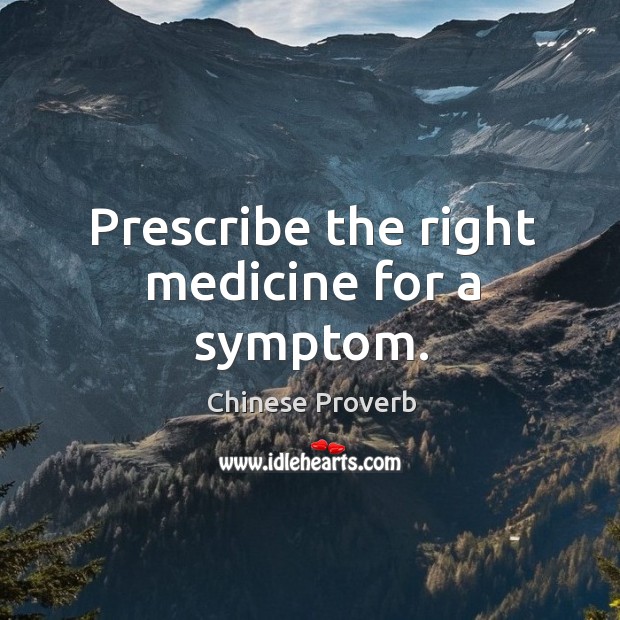 Prescribe the right medicine for a symptom. Chinese Proverbs Image