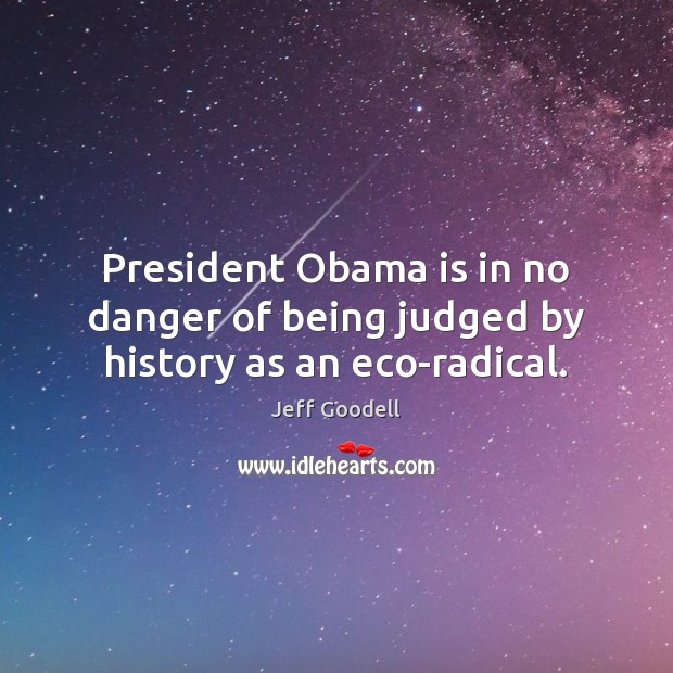 President Obama is in no danger of being judged by history as an eco-radical. Jeff Goodell Picture Quote