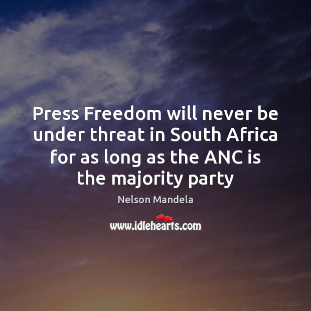 Press Freedom will never be under threat in South Africa for as Image