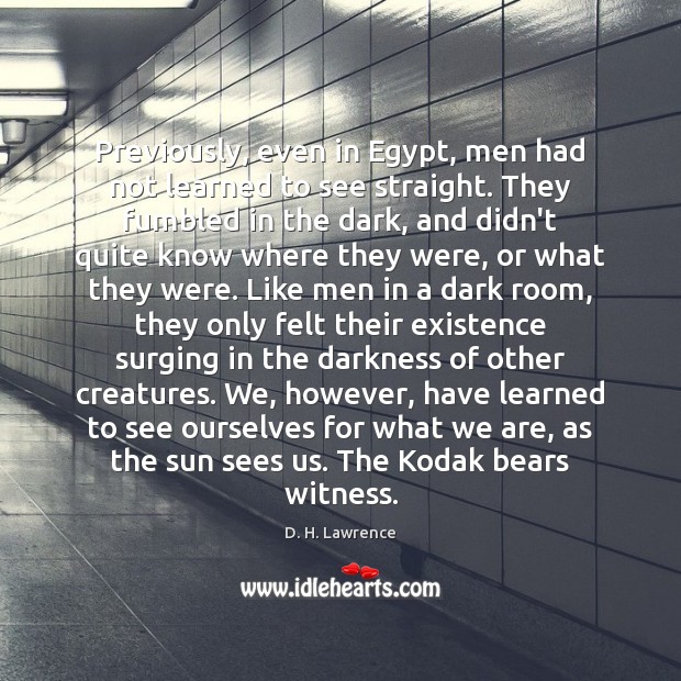Previously, even in Egypt, men had not learned to see straight. They D. H. Lawrence Picture Quote