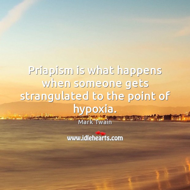 Priapism is what happens when someone gets strangulated to the point of hypoxia. Mark Twain Picture Quote
