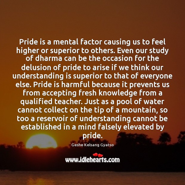 Pride is a mental factor causing us to feel higher or superior Image