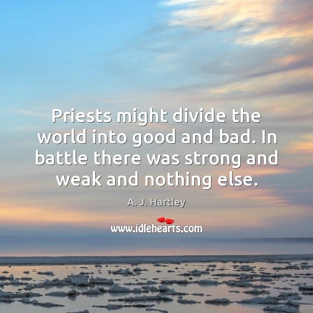 Priests might divide the world into good and bad. In battle there Image