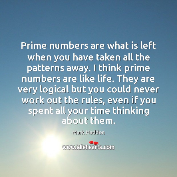 Prime numbers are what is left when you have taken all the Mark Haddon Picture Quote