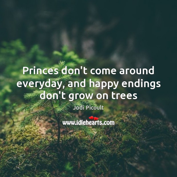 Princes don’t come around everyday, and happy endings don’t grow on trees Jodi Picoult Picture Quote
