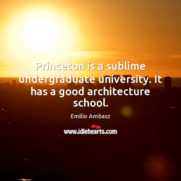 Princeton is a sublime undergraduate university. It has a good architecture school. Emilio Ambasz Picture Quote
