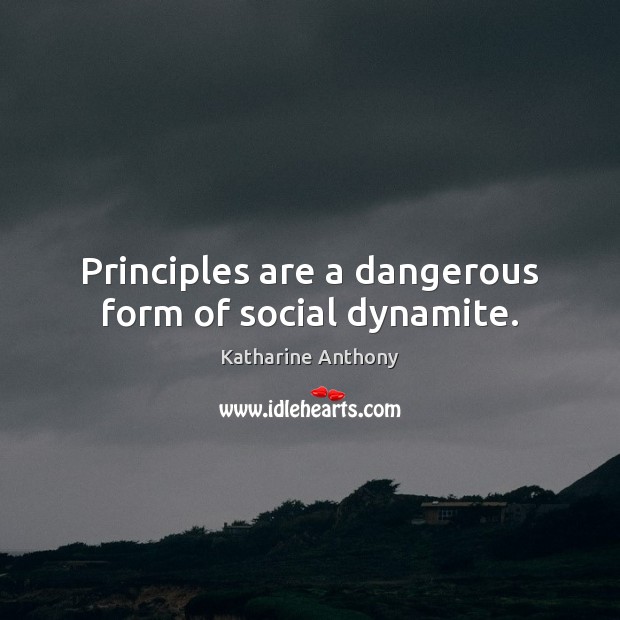 Principles are a dangerous form of social dynamite. Katharine Anthony Picture Quote