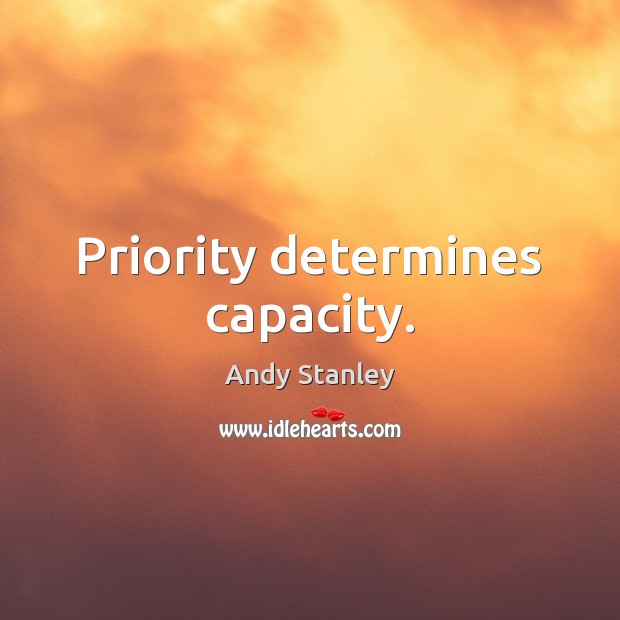 Priority determines capacity. Andy Stanley Picture Quote