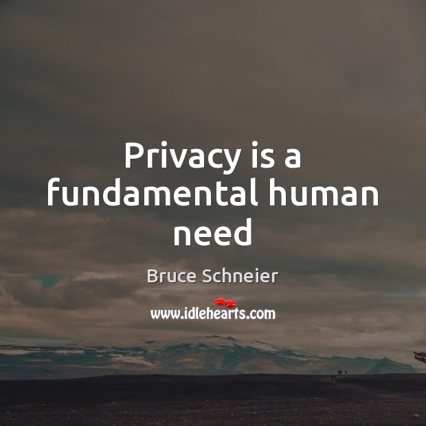 Privacy is a fundamental human need Bruce Schneier Picture Quote