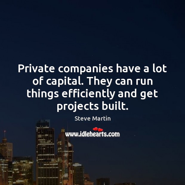 Private companies have a lot of capital. They can run things efficiently Steve Martin Picture Quote