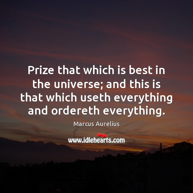 Prize that which is best in the universe; and this is that Marcus Aurelius Picture Quote