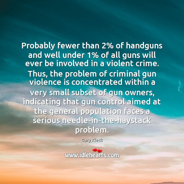 Probably fewer than 2% of handguns and well under 1% of all guns will Image