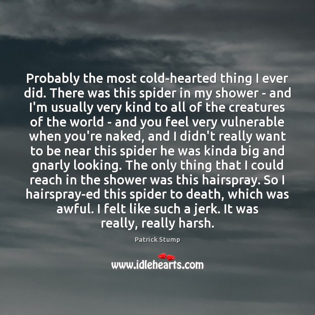Probably the most cold-hearted thing I ever did. There was this spider Image
