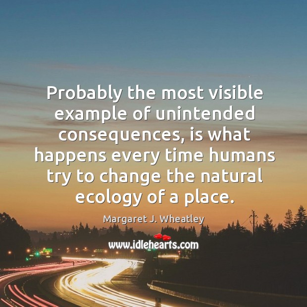 Probably the most visible example of unintended consequences Margaret J. Wheatley Picture Quote