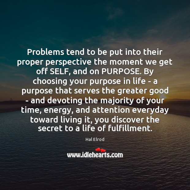 Problems tend to be put into their proper perspective the moment we Hal Elrod Picture Quote