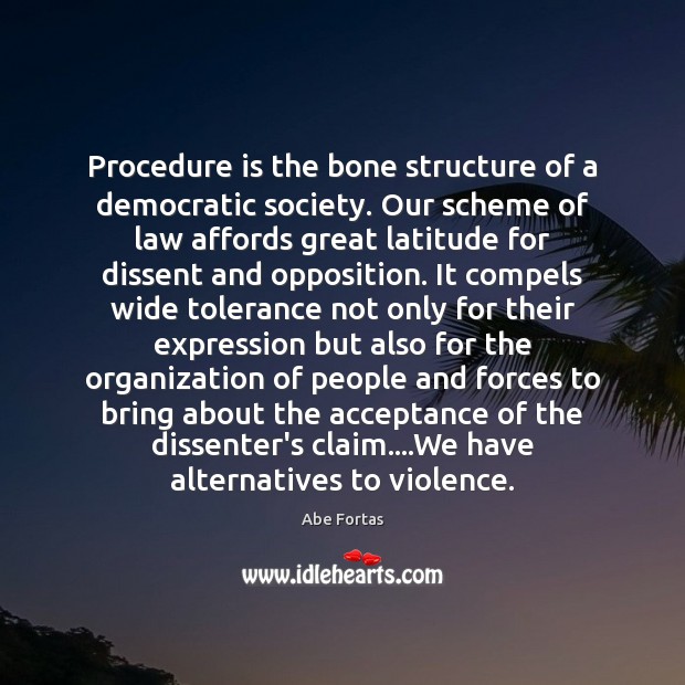 Procedure is the bone structure of a democratic society. Our scheme of 
