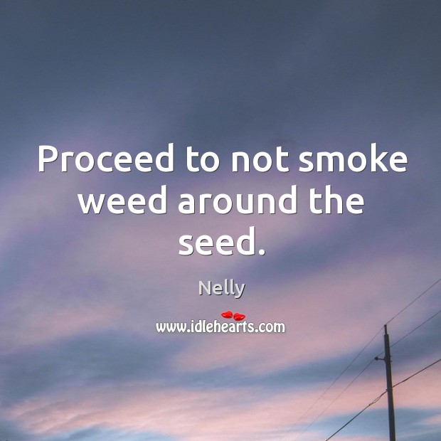 Proceed to not smoke weed around the seed. Nelly Picture Quote