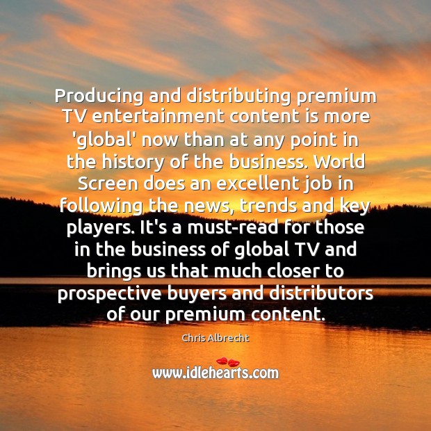 Producing and distributing premium TV entertainment content is more ‘global’ now than Image